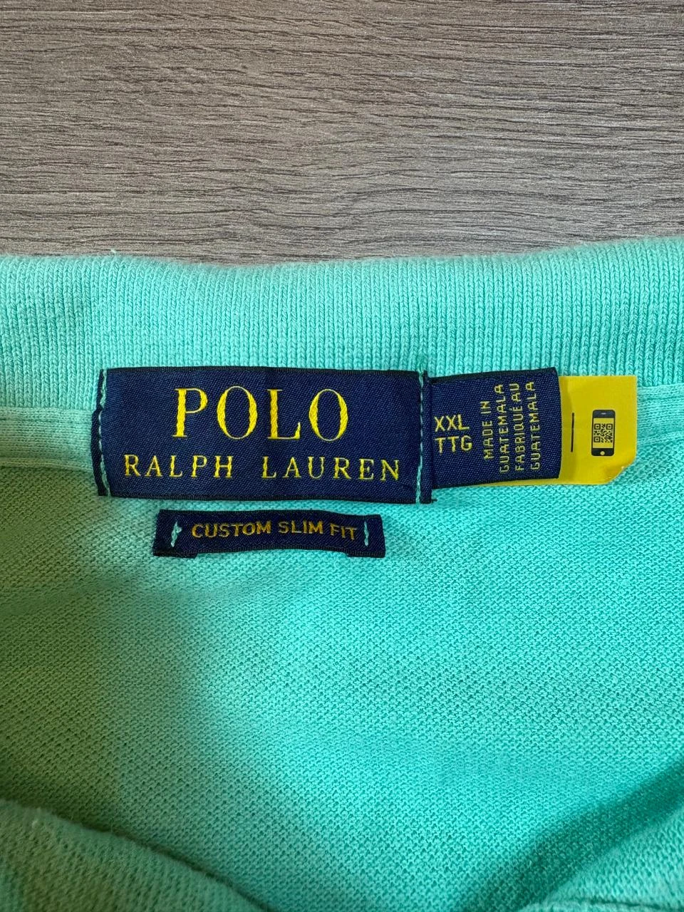 Polo Ralph Lauren Custom Slim Fit Homme – Taille XXL – Vert Menthe / Logo Rose – photo 3